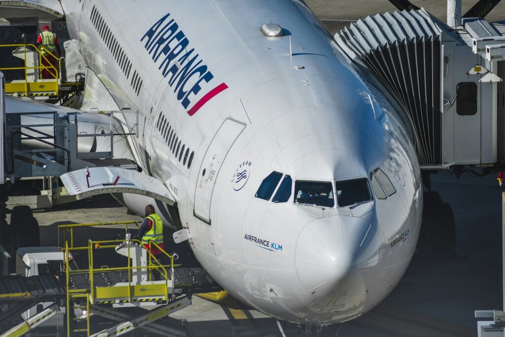 white Air France airplane